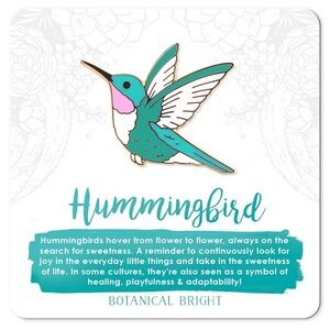 Hummingbird Enamel Pin‎ - Gold Plated Nature & Garden Jewelry - NEW Bird Brooch